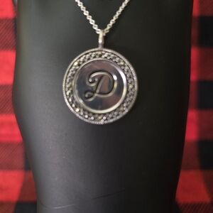 Silver Pendant Necklace with Initial